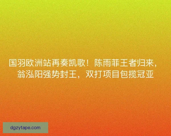 国羽欧洲站再奏凯歌！陈雨菲王者归来，翁泓阳强势封王，双打项目包揽冠亚